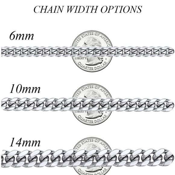 NWT Wool + Pepper Co. Stainless Steel Miami Cuban Link Chain - Picture 4 of 6